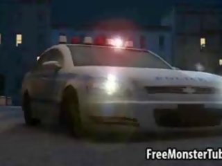 Великий 3d diva lays на a поліцейський машина і відстій a monsters дзьоб