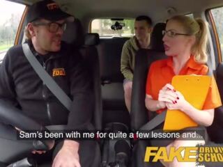 Fake Driving School Exam failure begins to groovy bewitching blonde car fuck
